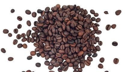 coffee beans on isolated white background
