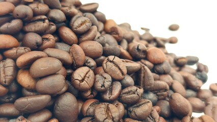coffee beans on isolated white background