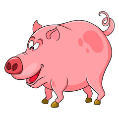 Animal character funny pig in cartoon style