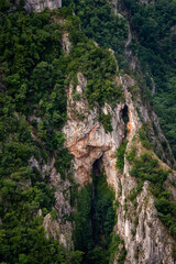 Fototapeta premium Steep rocky cliffs of Lazar's Canyon / Lazarev kanjon, the deepest and longest canyon in eastern Serbia, near the city of Bor