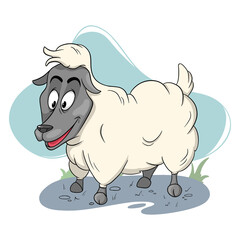 Animal character funny sheep in cartoon style