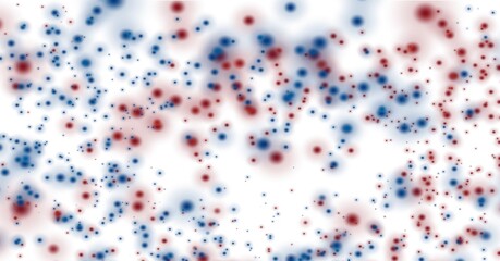 Digitally generated image of blue and red spots against white background