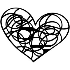Vector illustration Heart shape icon Hand drawn doodle style