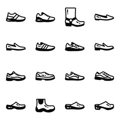 Pack of Shoes and Sandals Glyph Icons 

