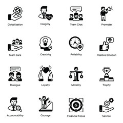 Pack of Ethics Glyph Icons 

