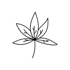 Leaves with Flowers Bouquet Line Art Illustration