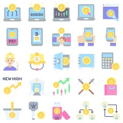 Bitcoin and Cryptocurrency related flat icon set 4