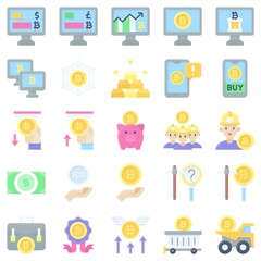 Bitcoin and Cryptocurrency related flat icon set 3