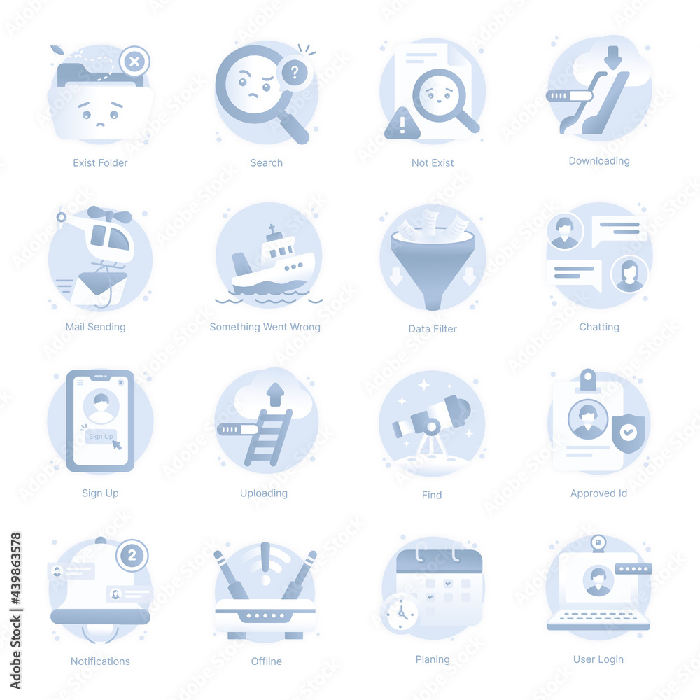 Canvas Prints set of media flat rounded icons