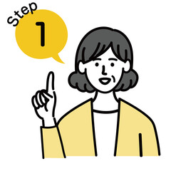 女性　ミドルエイジ 　ベクター　ポップ　ステップ　1
