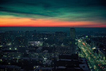 city, night, sky, cityscape, skyline, urban, sunset, view, architecture, landscape, building, aerial, downtown, buildings, panorama, town, dusk, light, evening, lights, travel, skyscraper, clouds, new