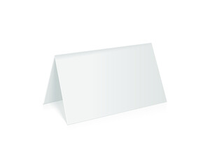 Blank table tent card isolated on a white background. 3d illustration