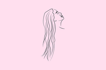 Abstract  hand-drawn line drawing minimal woman portrait and body Vector illustration Contemporary portrait