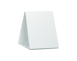 Blank table tent mockup isolated on a white background. 3d illustration