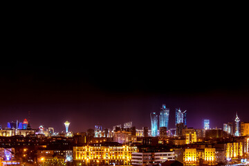 Fototapeta premium night, city, skyline, cityscape, light, lights, architecture, refinery, sky, landscape, buildings, urban, view, oil, panorama, plant, industry, building, bridge, water, river, industrial, panoramic, r
