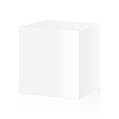 Blank white cube product isolated on a white background