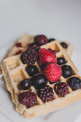 Alimentos saludables - Frutos congelados - Arandanos - Waffles