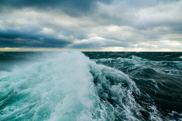 A storm in the ocean. Storm waves in the open ocean.