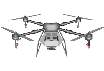 Drone used for agricultural work. Flat vector illustration. with white background