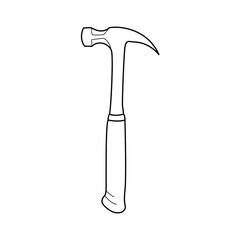 Icon of Hammer. Vector Illustration for Logo or Button. Simple Thin Line art. Construction and repair tools