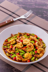 Stir-fried stink bean and prawn