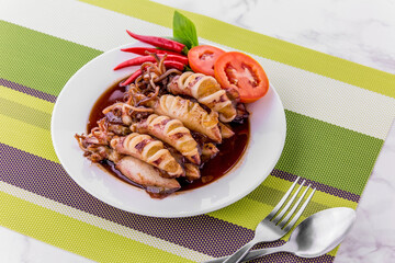 Sweet squid boiled