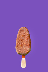 ice cream lolly popsicle chocolate walnut sweet dessert healthy food meal snack copy space food background rustic top view