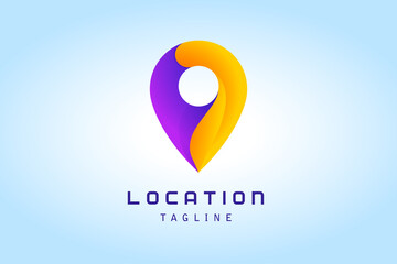 orange purple pin location gradient logo