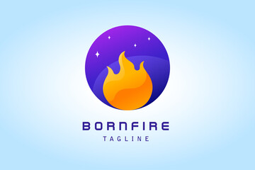 orange fire with purple circle planet galaxy gradient logo