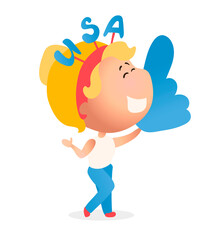 Woman with patriotic symbols and stuffs.Vector art