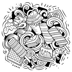 Sweet food vector doodles illustration.