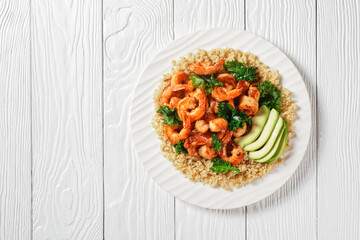 grilled spicy prawns with kale quinoa salad