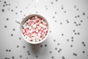 large white cup with marshmallows top view