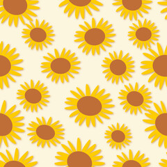 background with sunflowers, seamless pattern, vector drawing