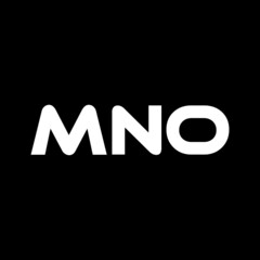 MNO letter logo design with black background in illustrator, vector logo modern alphabet font overlap style. calligraphy designs for logo, Poster, Invitation, etc.