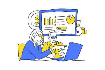 people meeting about business illustration hand draw