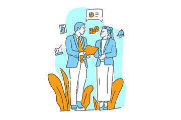 people talk benefit business illustration hand draw