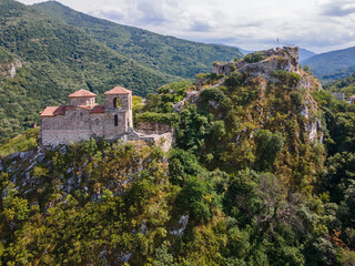 Fototapeta na wymiar Aerial view of ruins of Medieval Asen's Fortress, Bulgaria