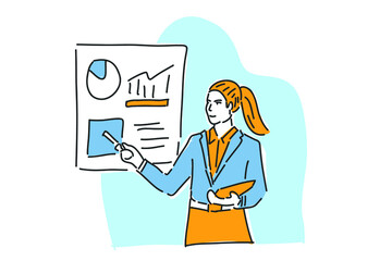 woman presentation career business illustration hand draw
