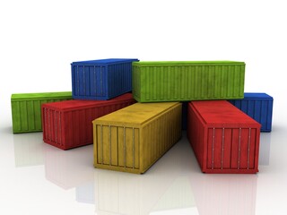 Container export concept. 3d illustration
