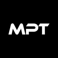 MPT letter logo design with black background in illustrator, vector logo modern alphabet font overlap style. calligraphy designs for logo, Poster, Invitation, etc.