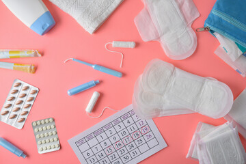 Menstrual products package and feminine personal care top view