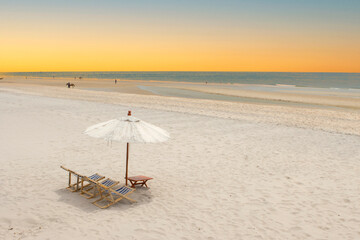 A sandy beach bed for a relaxing vacation.