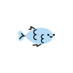 Fish. Vector logo in bold line style