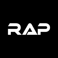 RAP letter logo design with black background in illustrator, vector logo modern alphabet font overlap style. calligraphy designs for logo, Poster, Invitation, etc. - obrazy, fototapety, plakaty