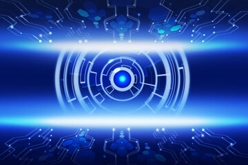 Abstract dark blue background futuristic. Molecules technology with polygonal shapes, Illustration design digital technology concept.