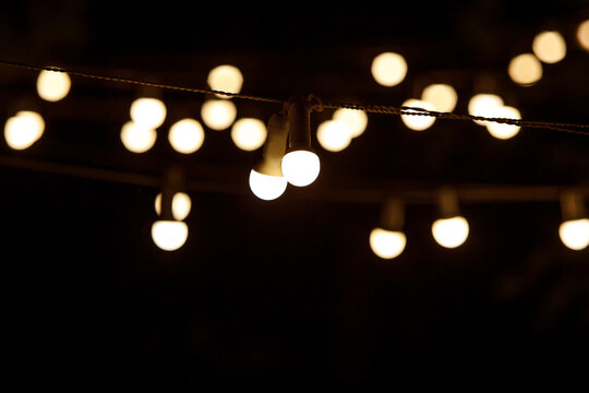 The chain of light bulbs at event.