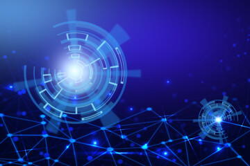 Abstract dark blue background futuristic. Molecules technology with polygonal shapes, Illustration design digital technology concept.