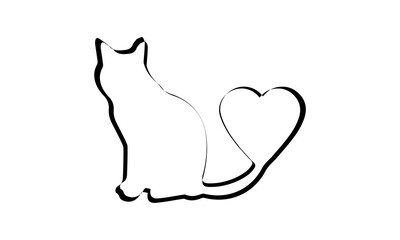 white cat in the shape of heart
