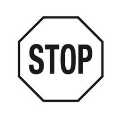 Stop sign as traffic sign for road transport in vector icon